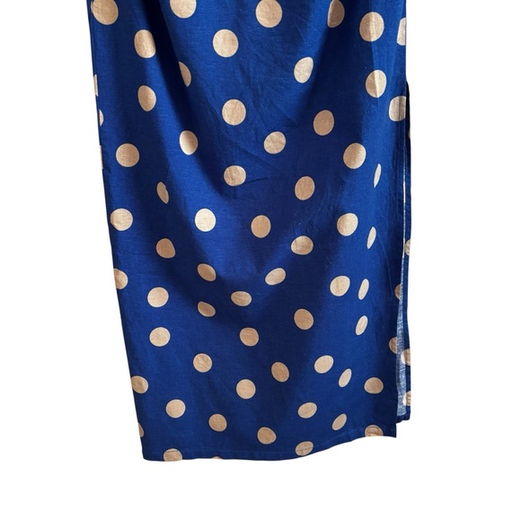 Zara Blue and Gold Polka Dot Midi Dress - Picture 5 of 11